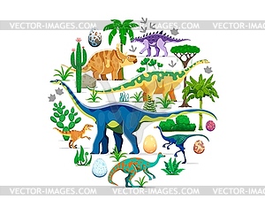 Prehistoric dinosaurs banner cartoon dino - vector clipart