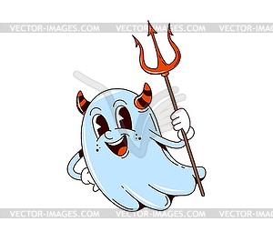 Cartoon retro groovy Halloween ghost character - vector clipart / vector image