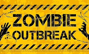 Halloween zombie outbreak warning caution - vector clip art