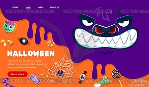 Halloween landing page or holiday website template - vector image