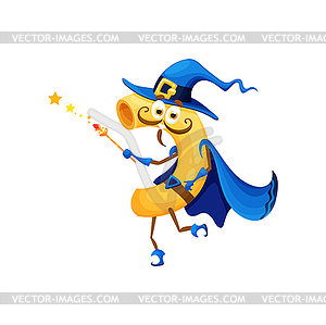 Cartoon Halloween macaroni italian pasta wizard - vector clipart