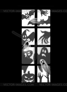 Реалистичные призраки, силуэты монстров, Хэллоуин - векторное изображение клипарта