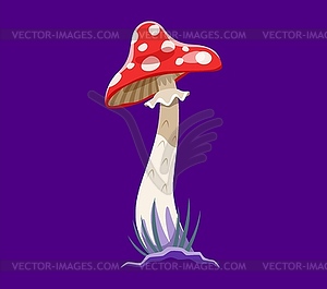 Halloween font, number 1 One mushroom amanita - vector clip art