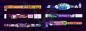 Halloween holiday party paper bracelets, wristband - vector clip art