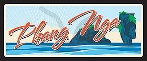 Phang Nga province of Thailand, travel plate - vector clipart