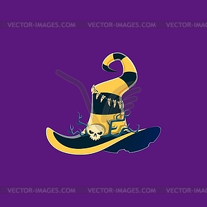 Cartoon Halloween witch hat, magician headwear - vector clip art