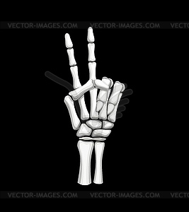 Skeleton hand forming V for victory gesture - vector clip art