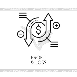 Financial analysis line icon of profit and loss - vector image