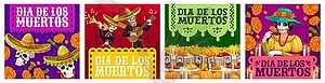 Mexican day of dead muertos holiday banners - vector clipart