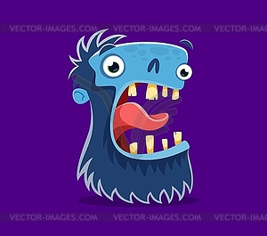 Halloween font, letter E cartoon monster character - vector clip art