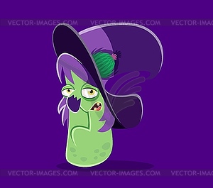 Halloween font, letter F cartoon witch character - vector image