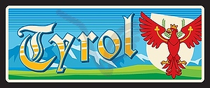 Австрийская земля Тироль, австрийский регион оловянная пластина - рисунок в векторном формате