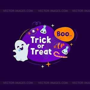 Halloween frame with ghost and festive sweets - vector EPS clipart