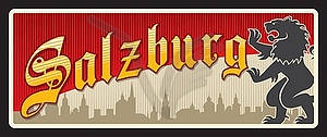 Salzburg Austria land, Austrian region tin plate - vector clipart