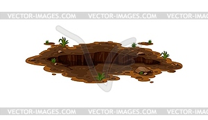 Dirty pit and burrow amidst natural landscape - vector EPS clipart