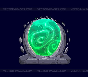 Fantasy fairytale game magic portal door, teleport - stock vector clipart