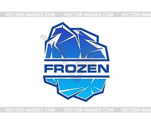Frozen product icon with blue iceberg, ice crystal - vector image