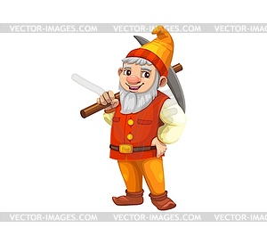Cartoon gnome dwarf miner character with kyle - vector clipart