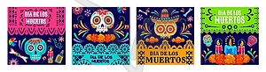 Day of dead Mexican holiday papel picado banners - vector clipart