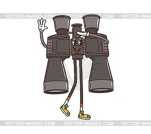 Cartoon retro groovy binoculars camp character - vector image