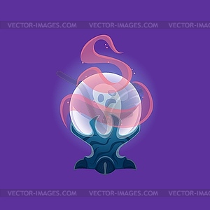 Cartoon Halloween magic ball, crystal globe - vector image