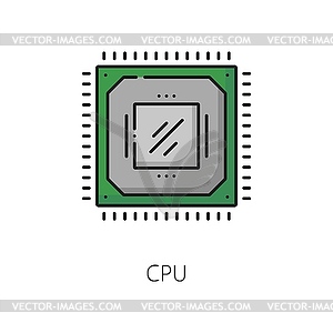 Значок цветной линии программного обеспечения компьютерного процессора - изображение в векторе / векторный клипарт