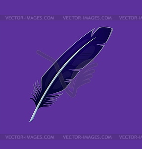 Cartoon Halloween raven feather, quill - vector image