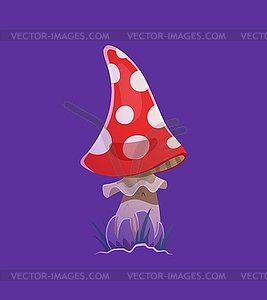 Cartoon Halloween fly agaric mushroom plant - vector clipart