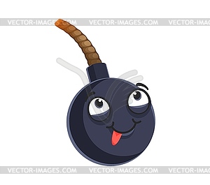 Cartoon bomb character or cannonball funny face - vector clip art