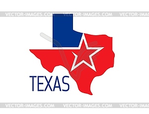 Texas state symbol, map icon, star with territory - vector image