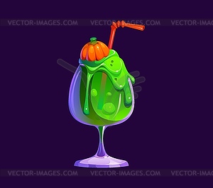 Cartoon Halloween cocktail green slime party drink - vector clip art