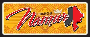 Province of Namur, Belgium retro travel sign - vector image