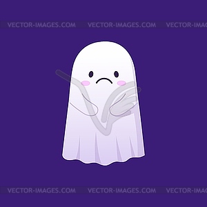 Halloween kawaii ghost character with sad face - vector clip art