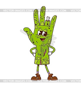 Ретро-заводной персонаж с зеленой рукой зомби на Хэллоуин - клипарт в векторном формате