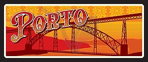 Porto portuguese region retro tin travel plate - vector image