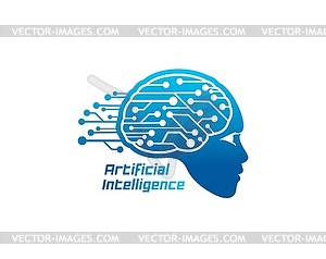 AI artificial Intelligence icon of chipset brain - vector image