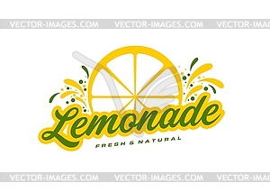 Lemonade icon, lemon fruit juice drink symbol - vector clip art