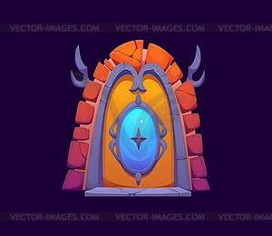 Fantasy magic portal gate door in brick frame - vector clip art