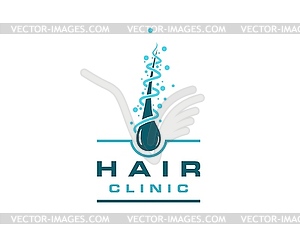 Значок дерматологической клиники Hair clinic, эмблема роста фолликулов - векторный графический клипарт