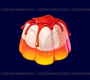 Cartoon panna cotta confectionery and sweet pastry - vector clip art