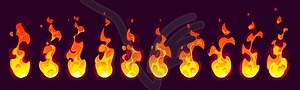 Fire flame sprite sheet, fx game effect - vector image