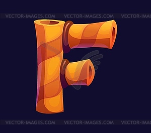 Letter F as wafer sticks, cartoon candy alphabet - vector clipart