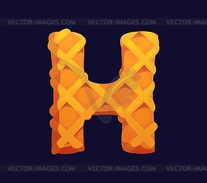 Letter H waffle cartoon confectionery alphabet - vector image