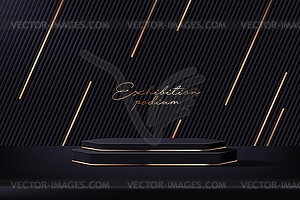 3d realistic product podium with golden elements - vector clipart / vector image