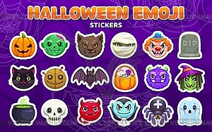 Halloween emoji stickers fun characters collection - vector clipart