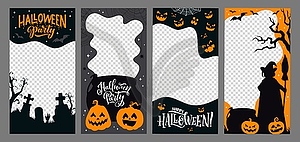 Halloween holiday social media vertical templates - vector clipart