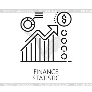 Finance statistic line icon monochrome sign - royalty-free vector image