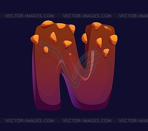 Letter n cartoon chocolate candy alphabet type - vector image