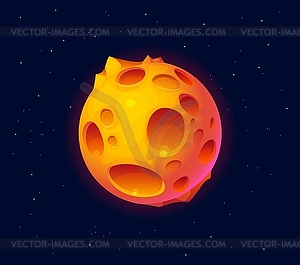 Cartoon fantasy alien space planet with craters - vector clipart