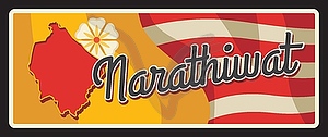 Narathiwat province of Thailand, travel card - vector image